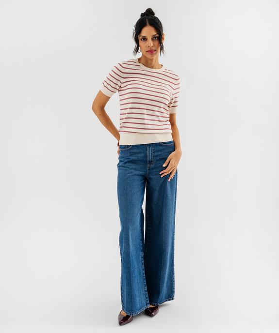Pull manches courtes à rayures femme vue4 - GEMO 4G FEMME - GEMO