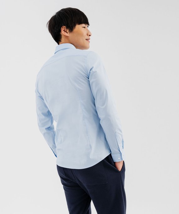 Chemise unie coupe slim en coton stretch homme vue9 - GEMO 4G HOMME - GEMO