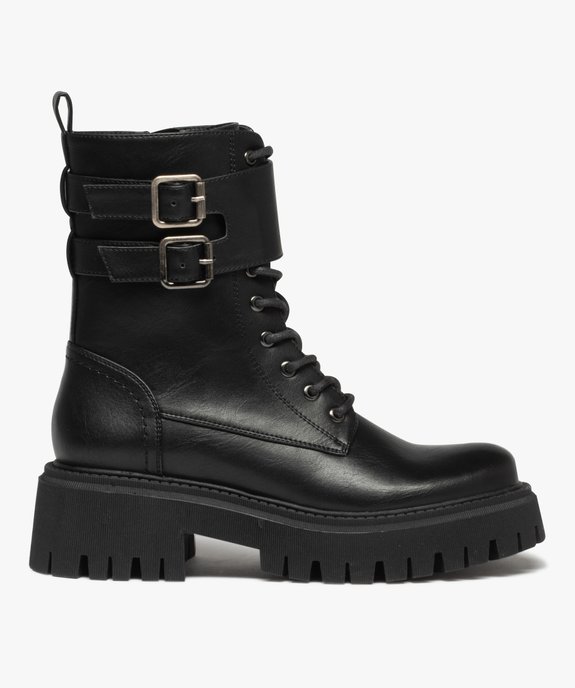 Boots rangers à épaisse semelle crantée femme vue1 - GEMO (CASUAL) - GEMO