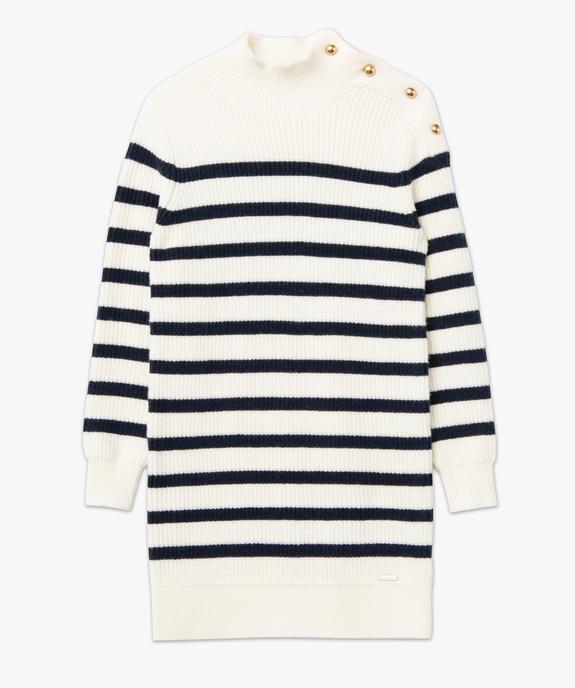 Robe pull marinière en grosse maille et col montant femme - LuluCastagnette vue4 - LULUCASTAGNETTE - GEMO