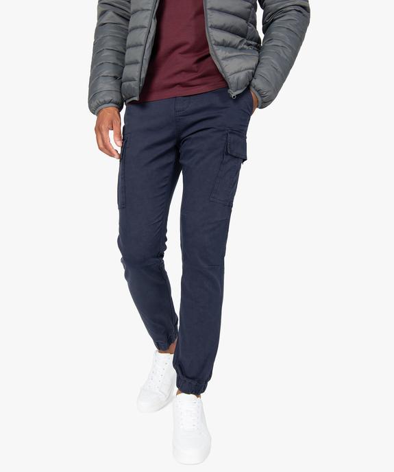 Pantalon homme cargo multipoche au coloris unique vue6 - GEMO (HOMME) - GEMO