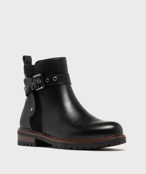 Boots femme à zip et détails suédés avec bride fantaisie  vue9 - GEMO (CASUAL) - GEMO