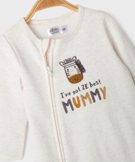 Pyjama en molleton avec motif zèbre bébé vue2 - GEMO 4G BEBE - GEMO