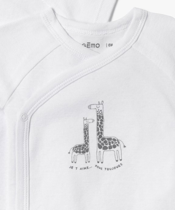 Body bébé à manches courtes fermeture croisée (lot de 3) vue3 - GEMO 4G BEBE - GEMO