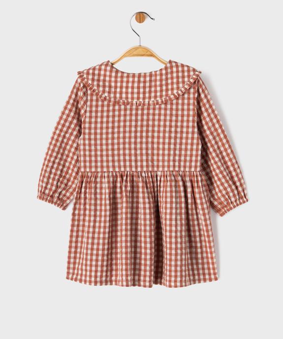 Robe manches longues en coton à carreaux vichy bébé fille vue4 - GEMO(BEBE DEBT) - GEMO
