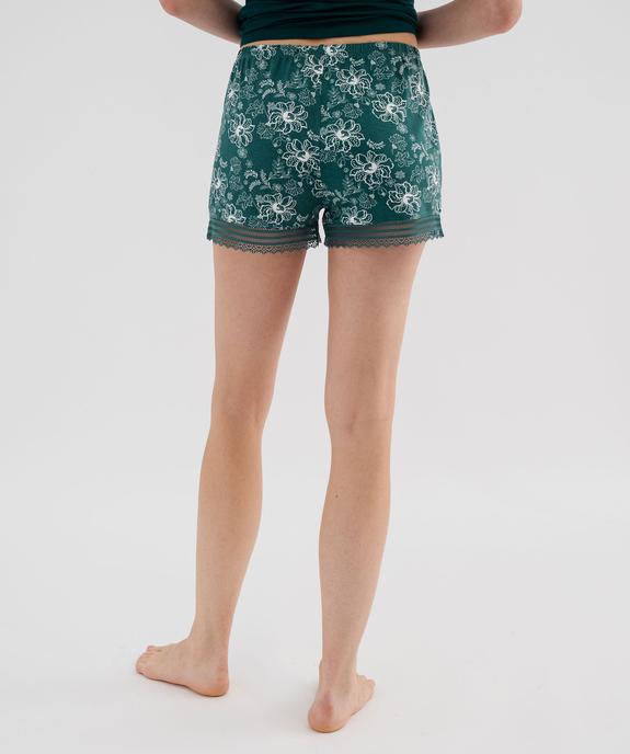 Short de pyjama en maille fluide avec bas en dentelle femme vue3 - GEMO 4G FEMME - GEMO