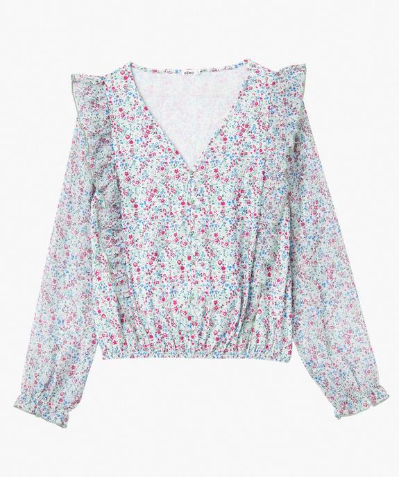 Tee-shirt femme avec manches en voile et volants vue4 - GEMO(FEMME PAP) - GEMO