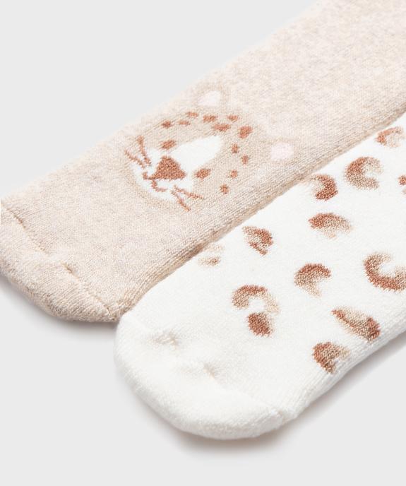 Chaussettes antidérapantes motifs félins bébé fille (lot de 2) vue3 - GEMO 4G BEBE - GEMO