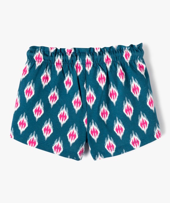 Short bébé fille en maille de coton imprimé à taille élastiquée vue3 - GEMO(BEBE DEBT) - GEMO