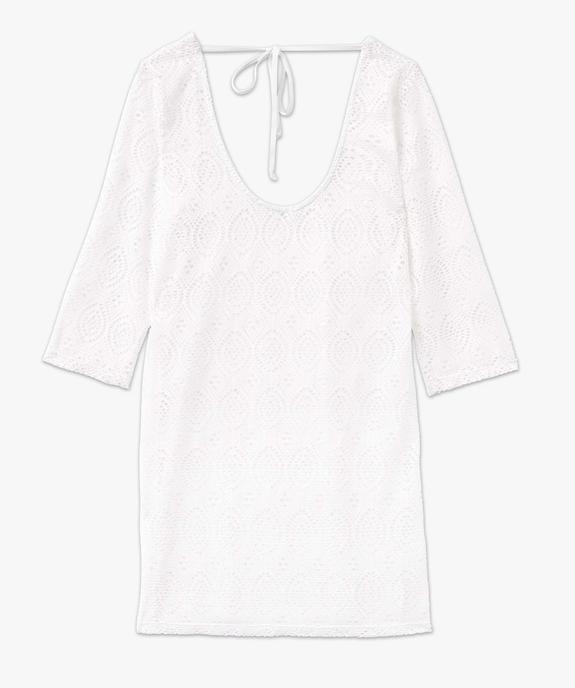 Robe de plage femme en maille ajourée à manches 3/4 vue4 - GEMO 4G FEMME - GEMO