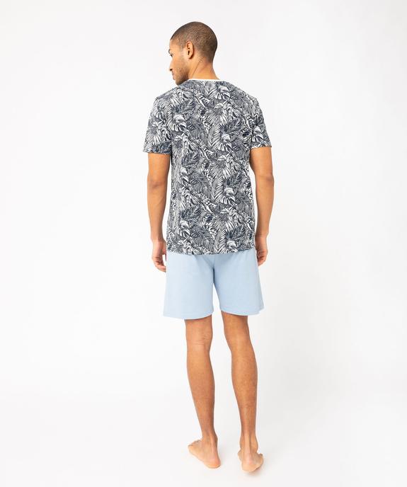 Pyjashort en coton motif feuillage homme vue3 - GEMO 4G HOMME - GEMO
