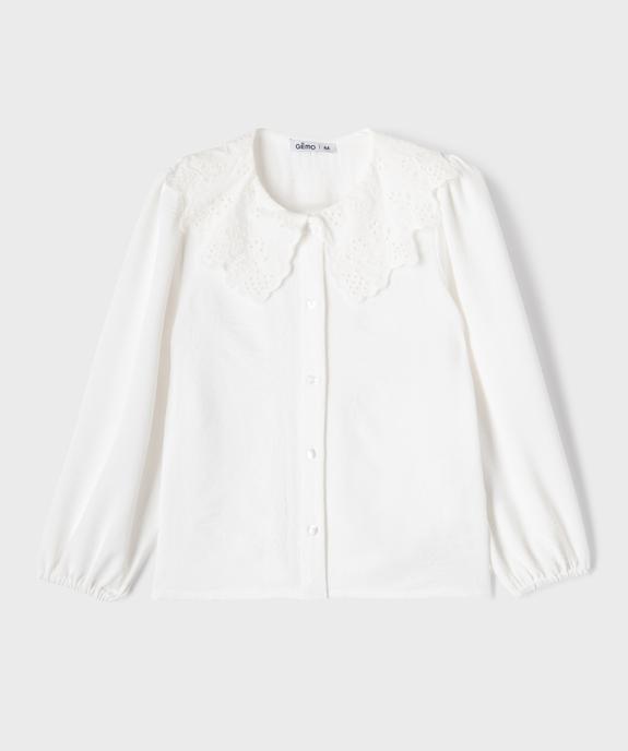 Chemise fluide à col Claudine brodé fille vue1 - GEMO (ENFANT) - GEMO