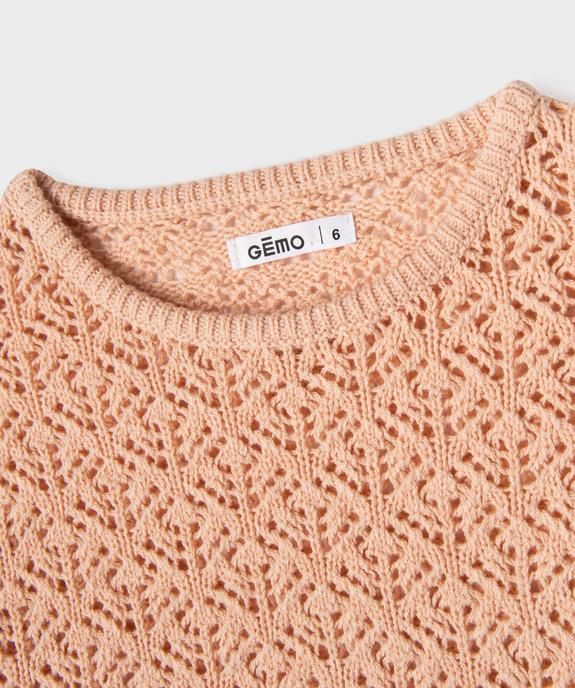 Pull en maille ajourée avec finitions dentelées fille vue3 - GEMO (ENFANT) - GEMO