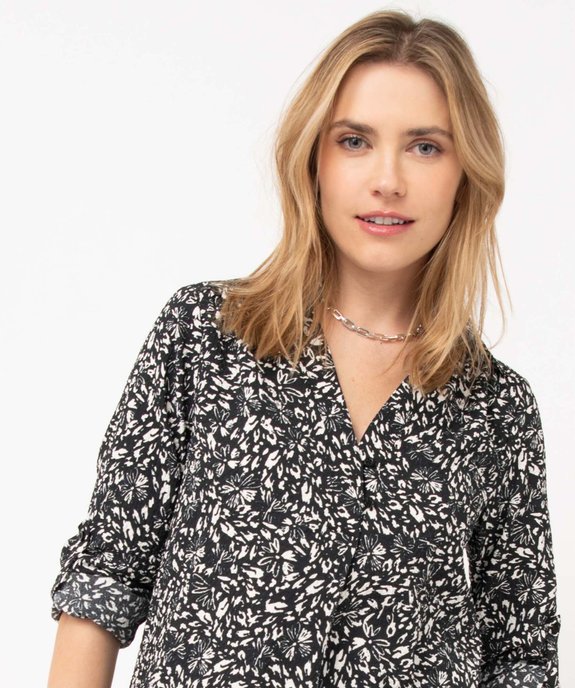 Tunique femme en crêpe fleuri à manches longues et col chemise vue2 - GEMO(FEMME PAP) - GEMO