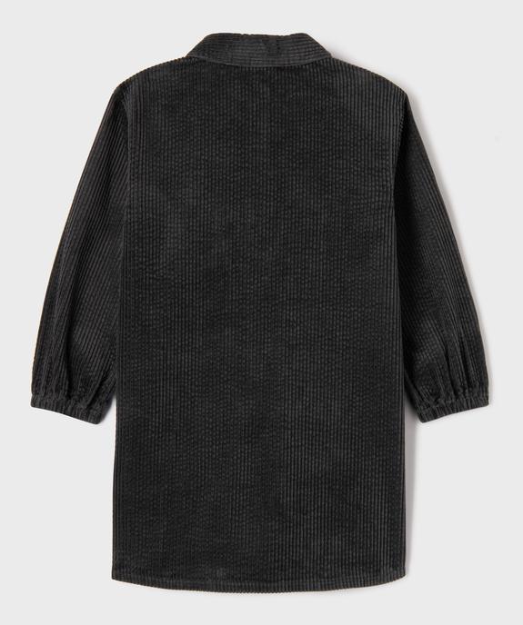 Robe chemise courte à manches longues en velours côtelée fille vue3 - GEMO (ENFANT) - GEMO