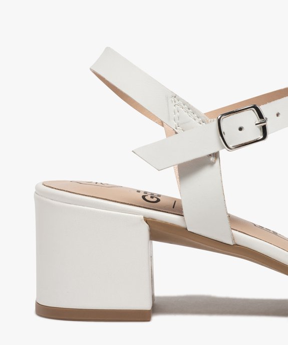 Sandales femme à talon carré dessus brides en cuir uni vue6 - GEMO(URBAIN) - GEMO