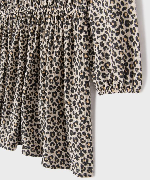 Robe courte à manches longues en maille texturée extensible fille vue2 - GEMO (ENFANT) - GEMO