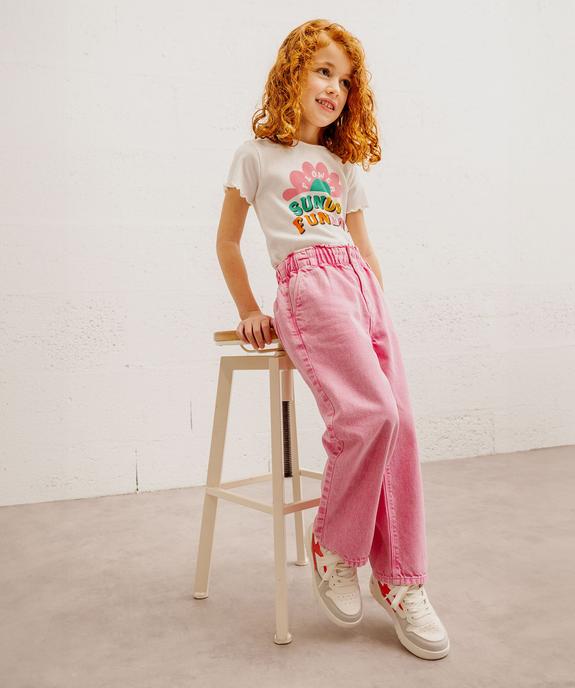 Jean wide leg avec ceinture élastique ajustable fille vue7 - GEMO (ENFANT) - GEMO