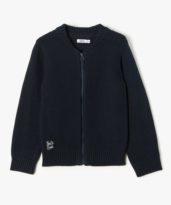Gilet garçon en maille fantaisie à col rond vue1 - GEMO (ENFANT) - GEMO