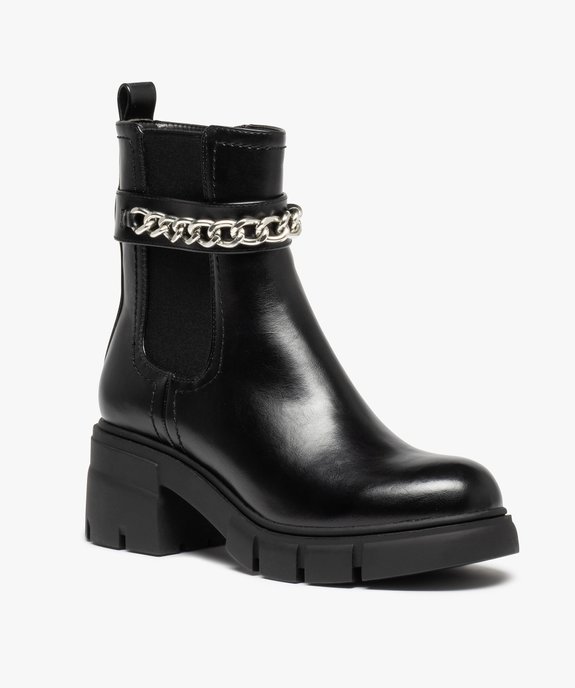 Boots femme à semelle crantée et bride avec chaine vue2 - GEMO(URBAIN) - GEMO