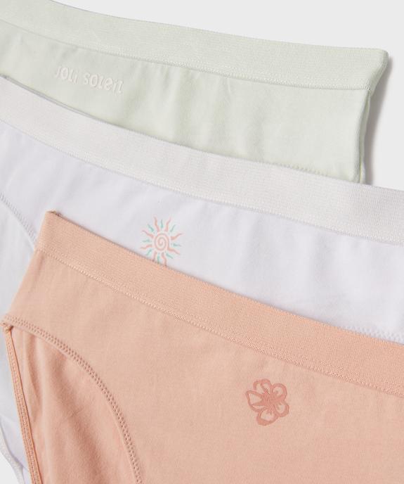 Culottes en coton stretch à motifs feuillages fille (lot de 3) vue2 - GEMO 4G FILLE - GEMO