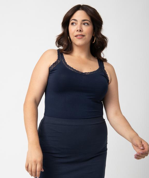 Débardeur femme grande taille avec bretelles en dentelle vue1 - GEMO (G TAILLE) - GEMO