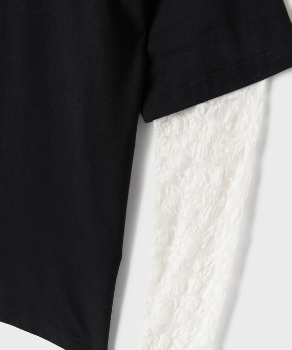 Tee-shirt 2 en 1 avec manches en dentelle fille vue3 - GEMO (JUNIOR) - GEMO