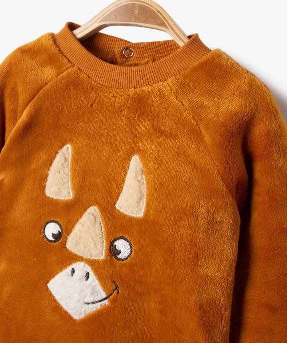 Sweat en maille peluche avec motif dinosaure brodé bébé garçon vue3 - GEMO(BEBE DEBT) - GEMO