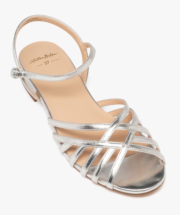 Sandales à petit talon et brides fines croisées métallisées femme - Valentina Baldano vue7 - VALENTINA BALDA - GEMO