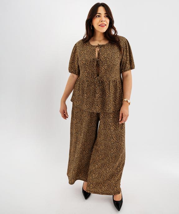 Blouse fluide en maille gaufrée à motif léopard femme grande taille vue4 - GEMO 4G GT - GEMO