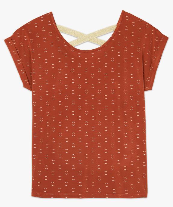 Tee-shirt femme à motifs pailletés et brides croisées dos vue4 - GEMO(FEMME PAP) - GEMO