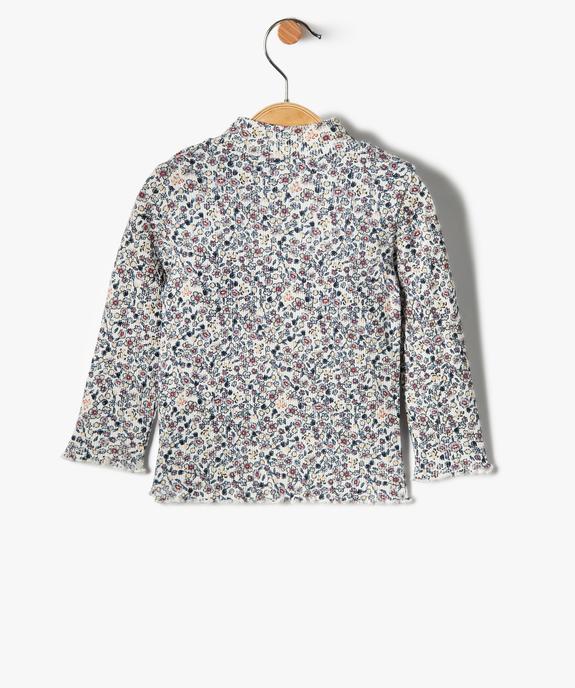 Tee-shirt bébé fille en maille côtelée à motifs fleuris - LuluCastagnette vue3 - LULUCASTAGNETTE - GEMO