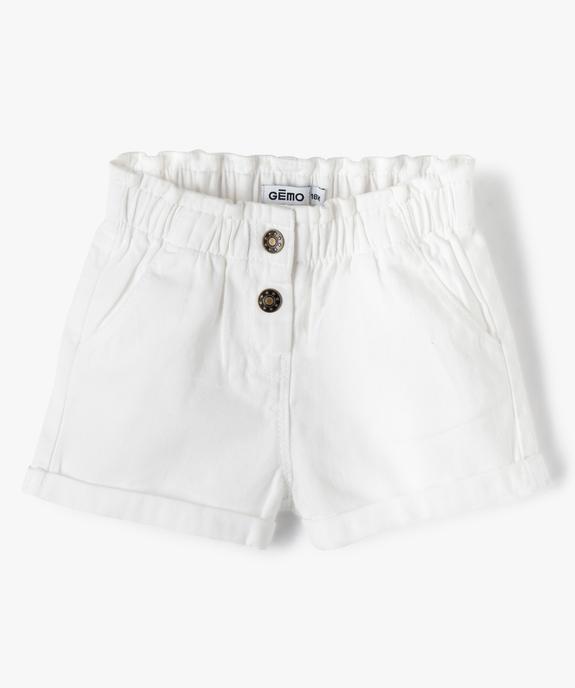 Short uni avec ceinture élastiquée bébé fille vue1 - GEMO 4G BEBE - GEMO
