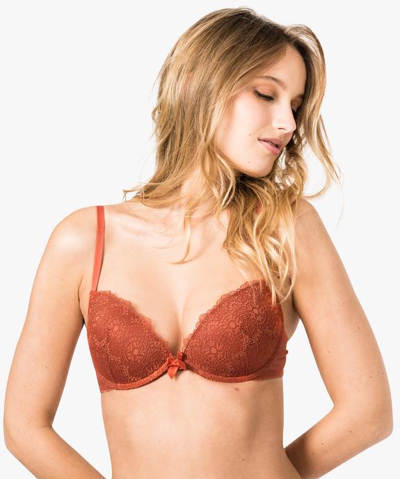 Soutien-gorge à bonnets coqués en dentelle vue1 - GEMO(HOMWR FEM) - GEMO