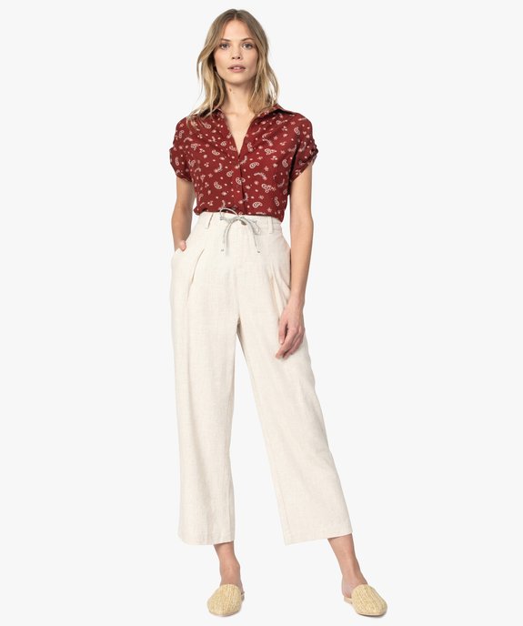Pantalon femme large et fluide en viscose et lin vue5 - GEMO(FEMME PAP) - GEMO