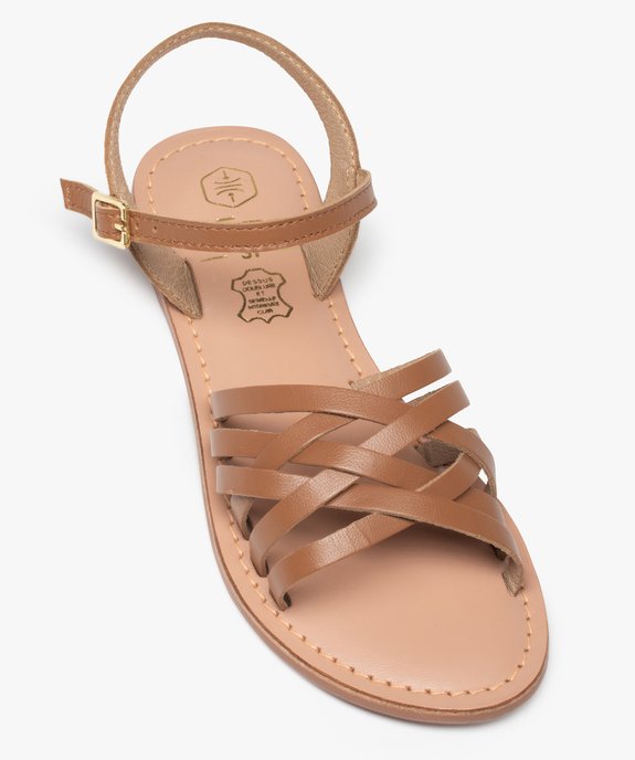 Sandales fille à fines lanières en cuir uni vue5 - GEMO (ENFANT) - GEMO