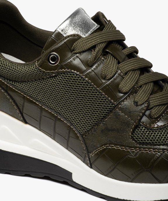 Baskets femme unies et compensées à lacets imitation croco vue6 - GEMO (SPORTSWR) - GEMO