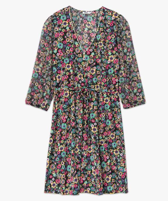 Robe femme imprimée avec col V et manches 3/4 vue4 - GEMO(FEMME PAP) - GEMO