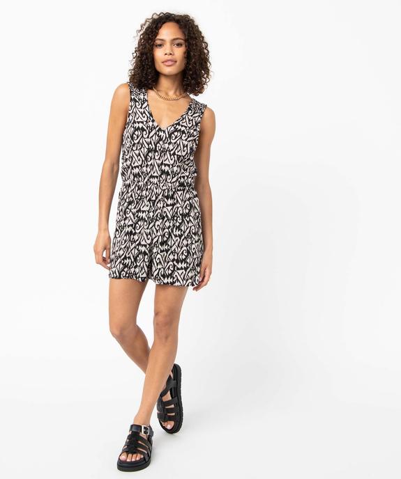 Combishort femme imprimé avec bretelles smockées vue1 - GEMO(FEMME PAP) - GEMO