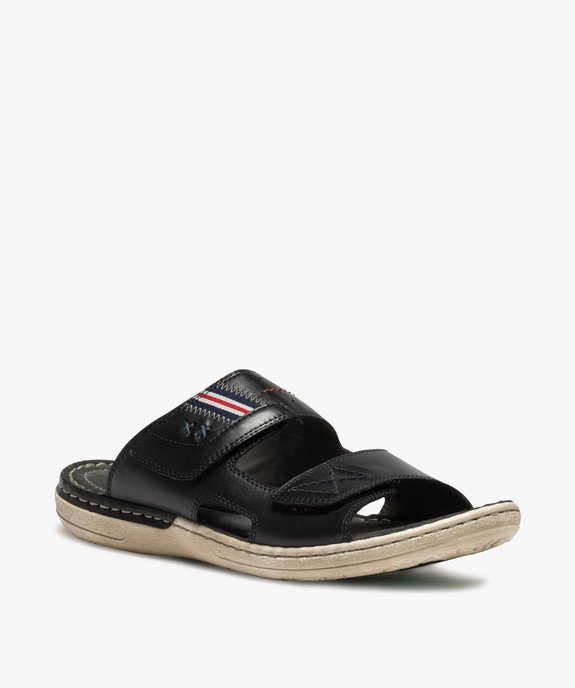 Mules homme en cuir à larges brides ajustables vue2 - GEMO (CASUAL) - GEMO
