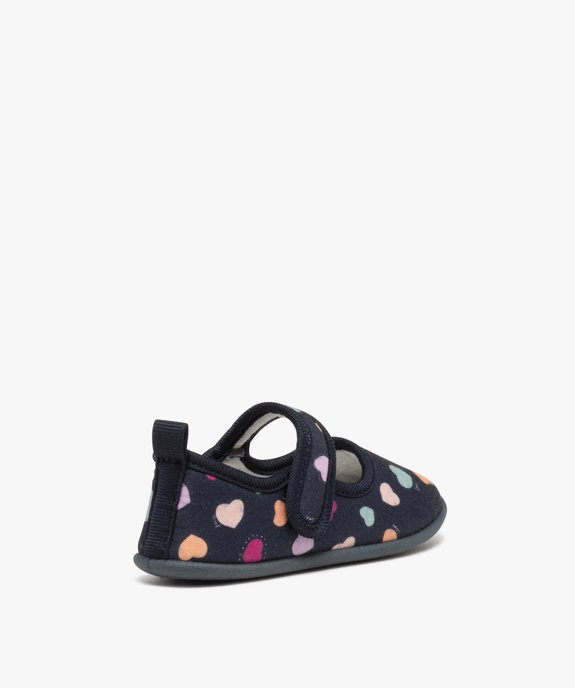 Chaussons fille ballerines en textile imprimé petits coeurs vue4 - GEMO 4G FILLE - GEMO