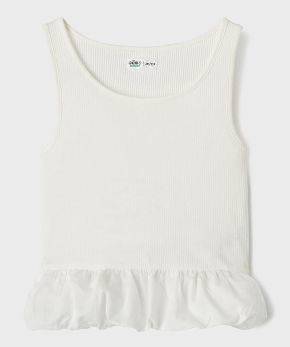 Débardeur en maille côtelée extensible à basque fille vue1 - GEMO 4G FILLE - GEMO