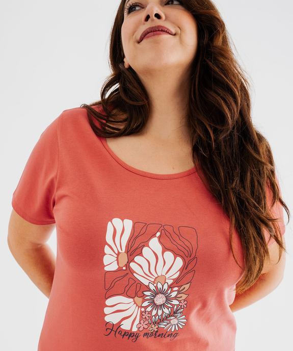 Chemise de nuit à manches courtes avec motifs femme grande taille vue2 - GEMO 4G FEMME - GEMO