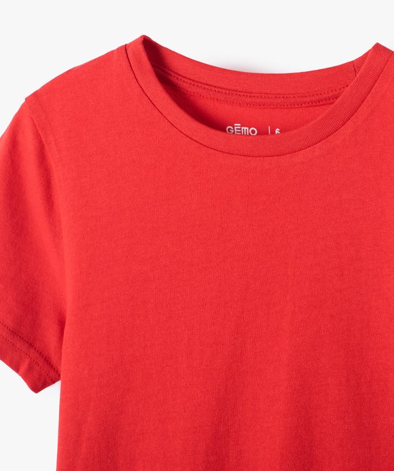 Tee-shirt à manches courtes en coton uni garçon vue2 - GEMO (ENFANT) - GEMO