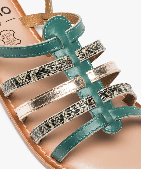 Sandales femme spartiates en cuir spécial pied large vue6 - GEMO (CASUAL) - GEMO