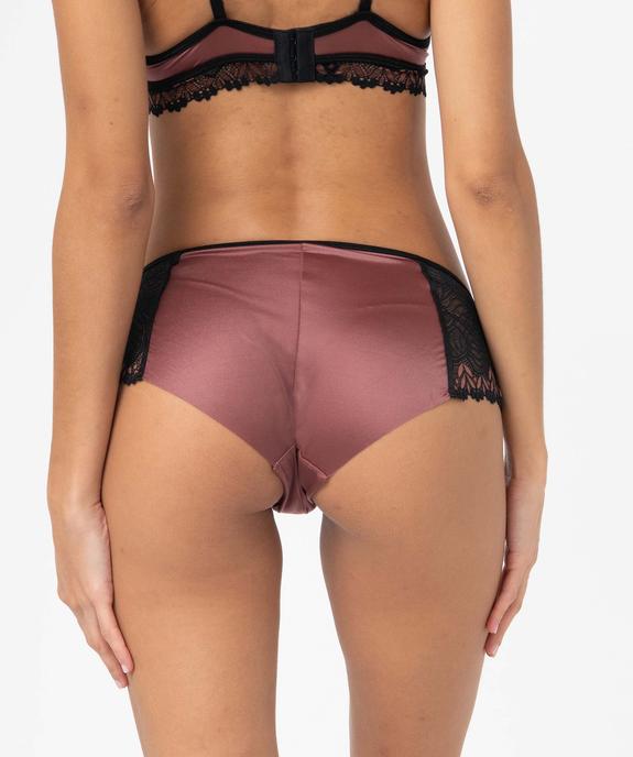Shorty femme en matière satinée et dentelle vue2 - GEMO(HOMWR FEM) - GEMO