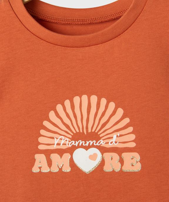 Tee-shirt manches courtes avec inscription pailletée bébé fille vue2 - GEMO(BEBE DEBT) - GEMO