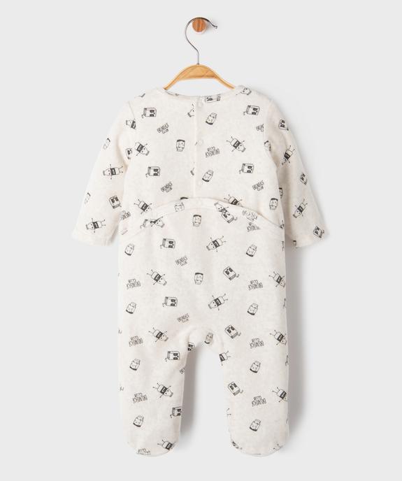 Pyjama en velours à pont-dos imprimé bébé vue3 - GEMO 4G BEBE - GEMO