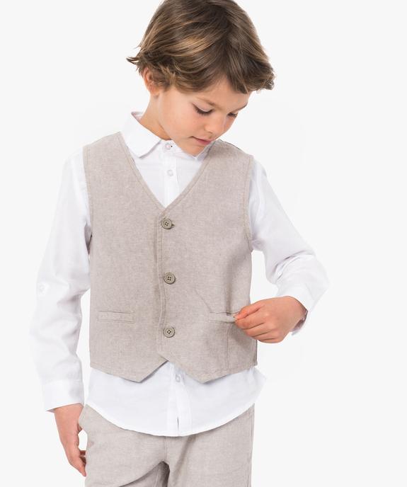 Gilet de costume garçon en coton et lin vue1 - GEMO (ENFANT) - GEMO