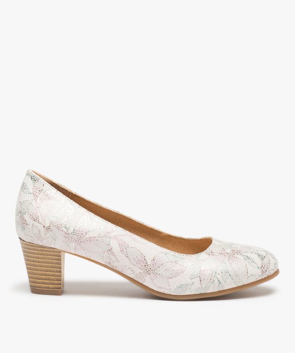 Escarpins femme à talon rainuré et motif fleuri' vue1 - GEMO(URBAIN) - GEMO